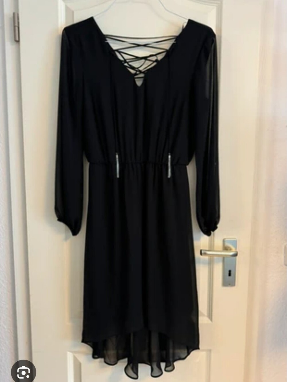 Thalia Sodi Black Long-Sleeve Lace-Up Dress S